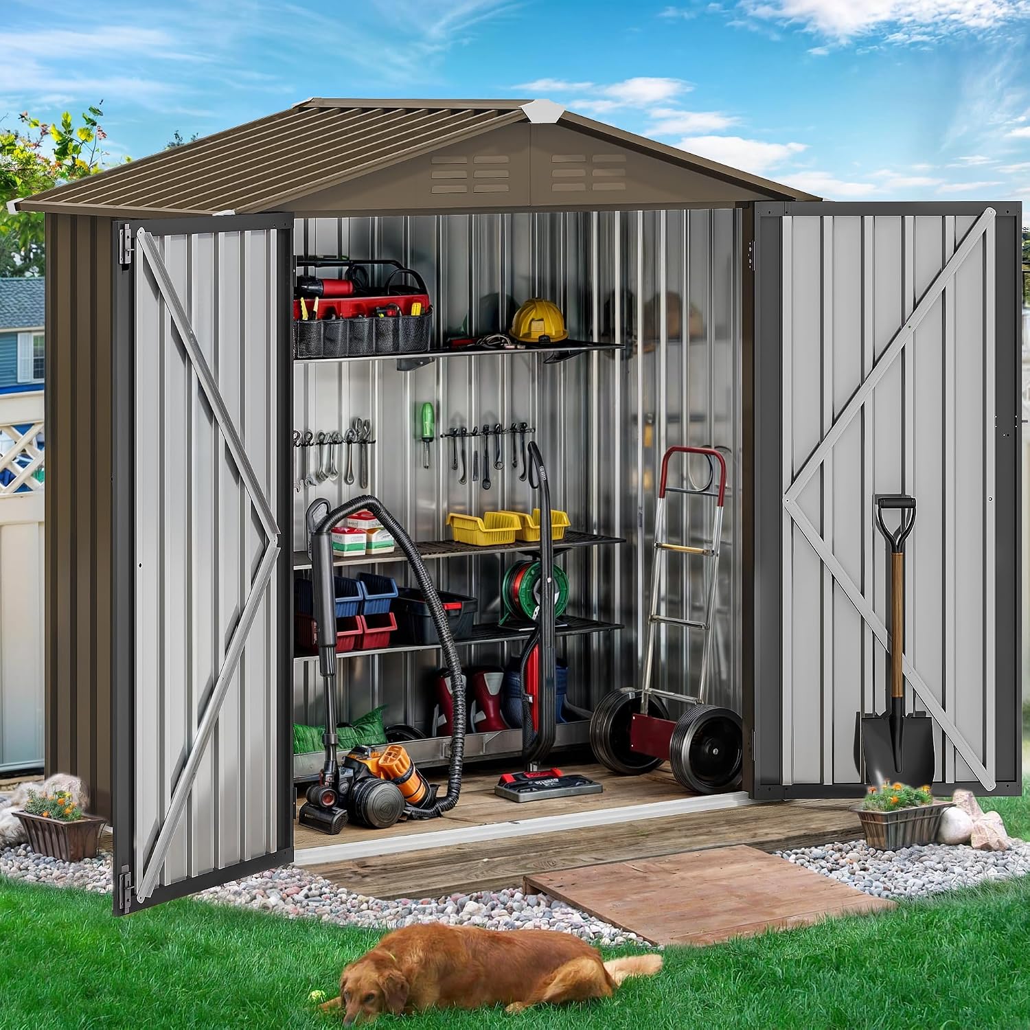 6x4ft Metalen Buitenberging, W - Outdoor Furniture Heavy Duty recensie en prijs